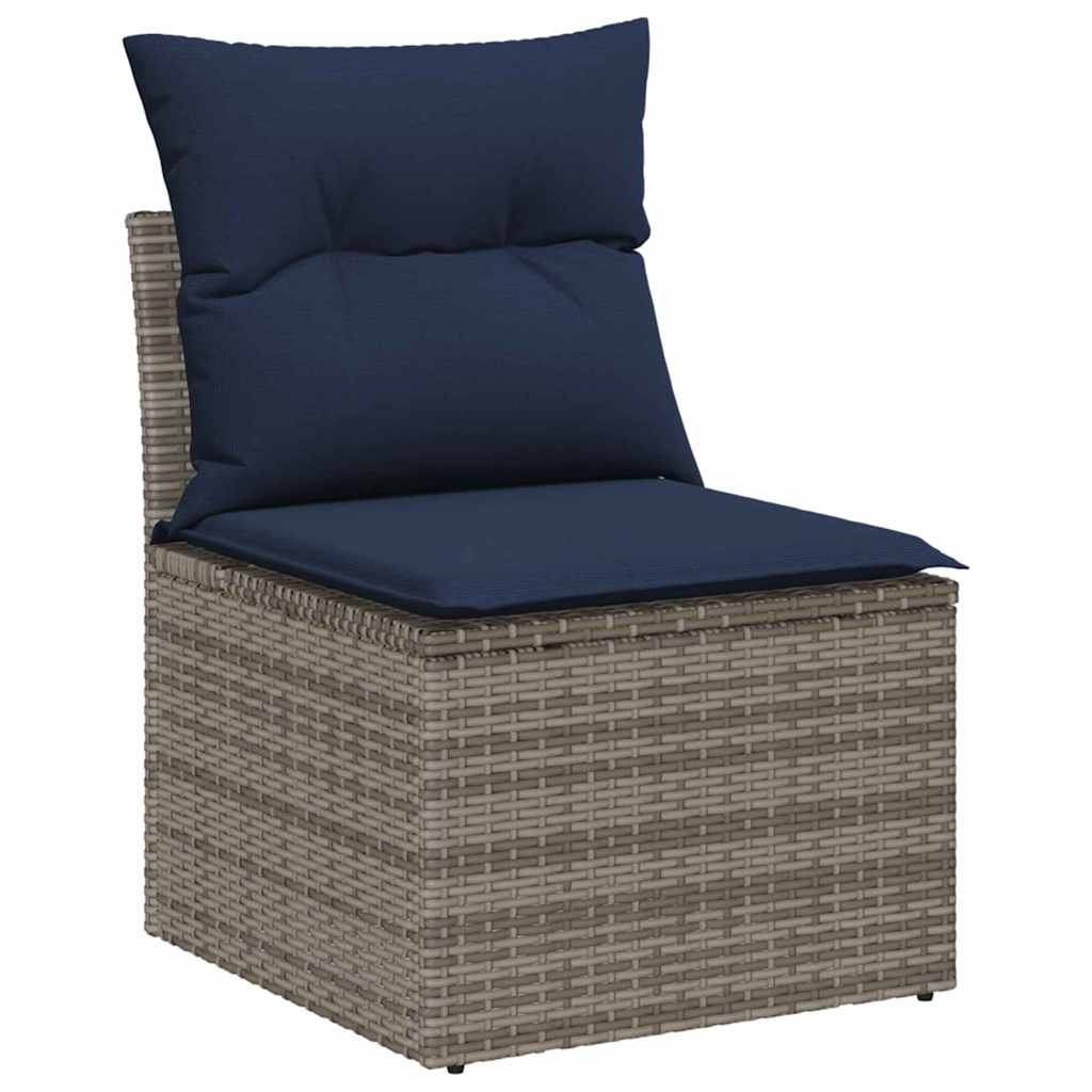 Ensemble de canapé de jardin avec coussin 7 pcs Gris polyrotin