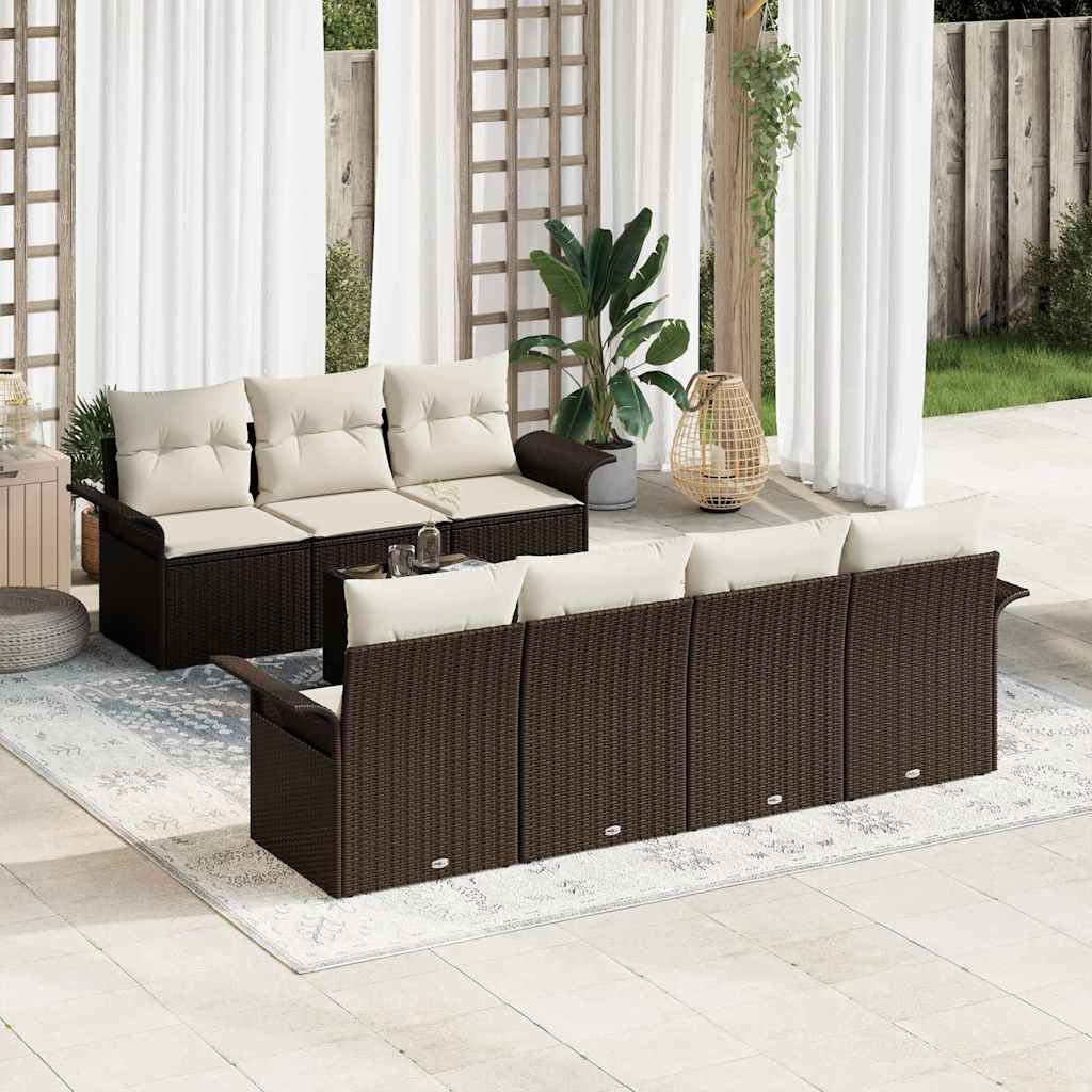 Ensemble de canapé de jardin 8 pc Marron polyrotin