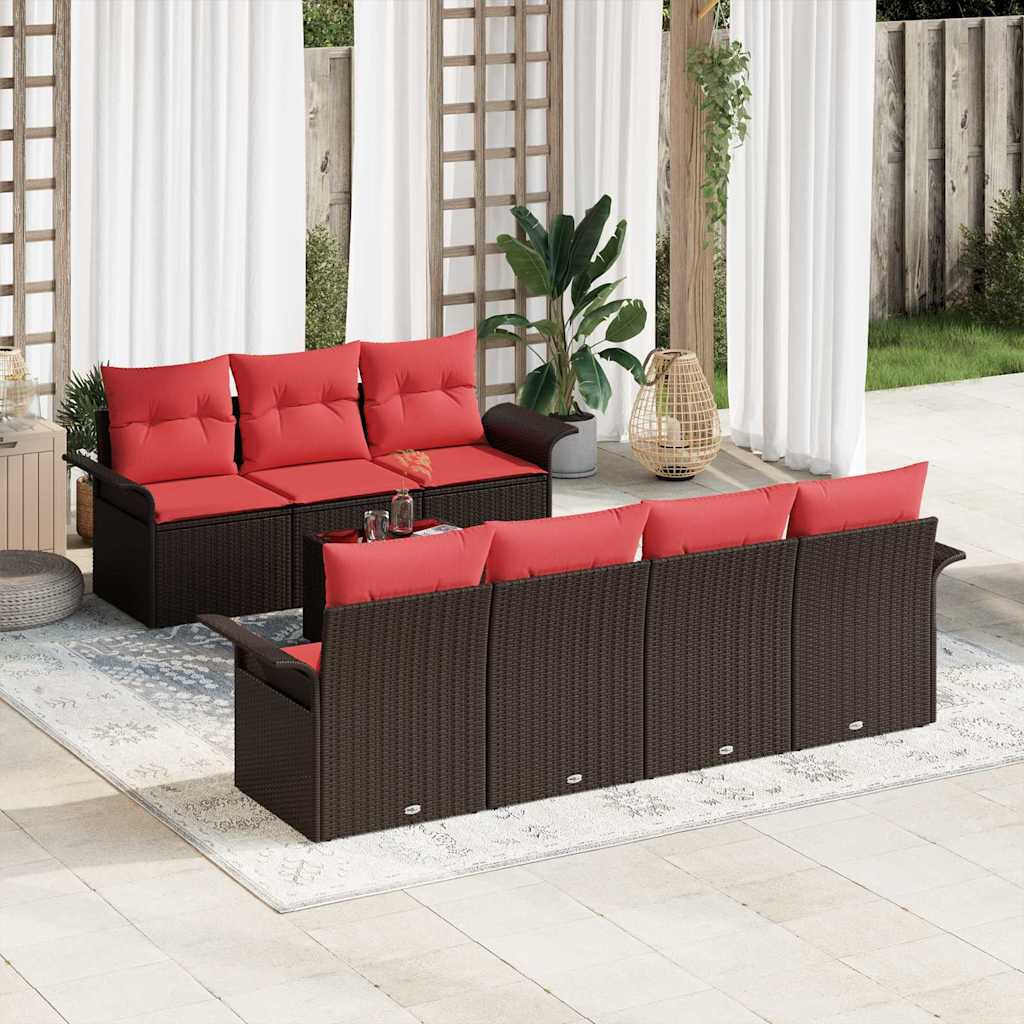 Ensemble de canapé de jardin 8 pc Marron polyrotin