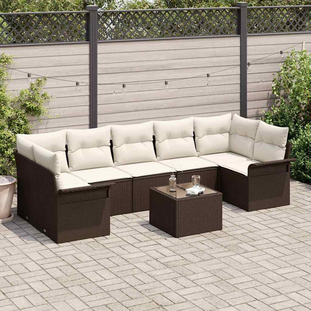 Ensemble de canapé de jardin 8 pc Marron polyrotin