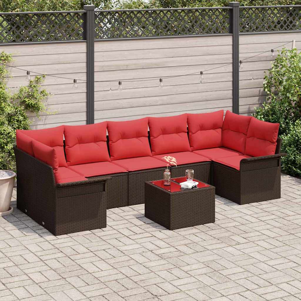 Ensemble de canapé de jardin 8 pc Marron polyrotin