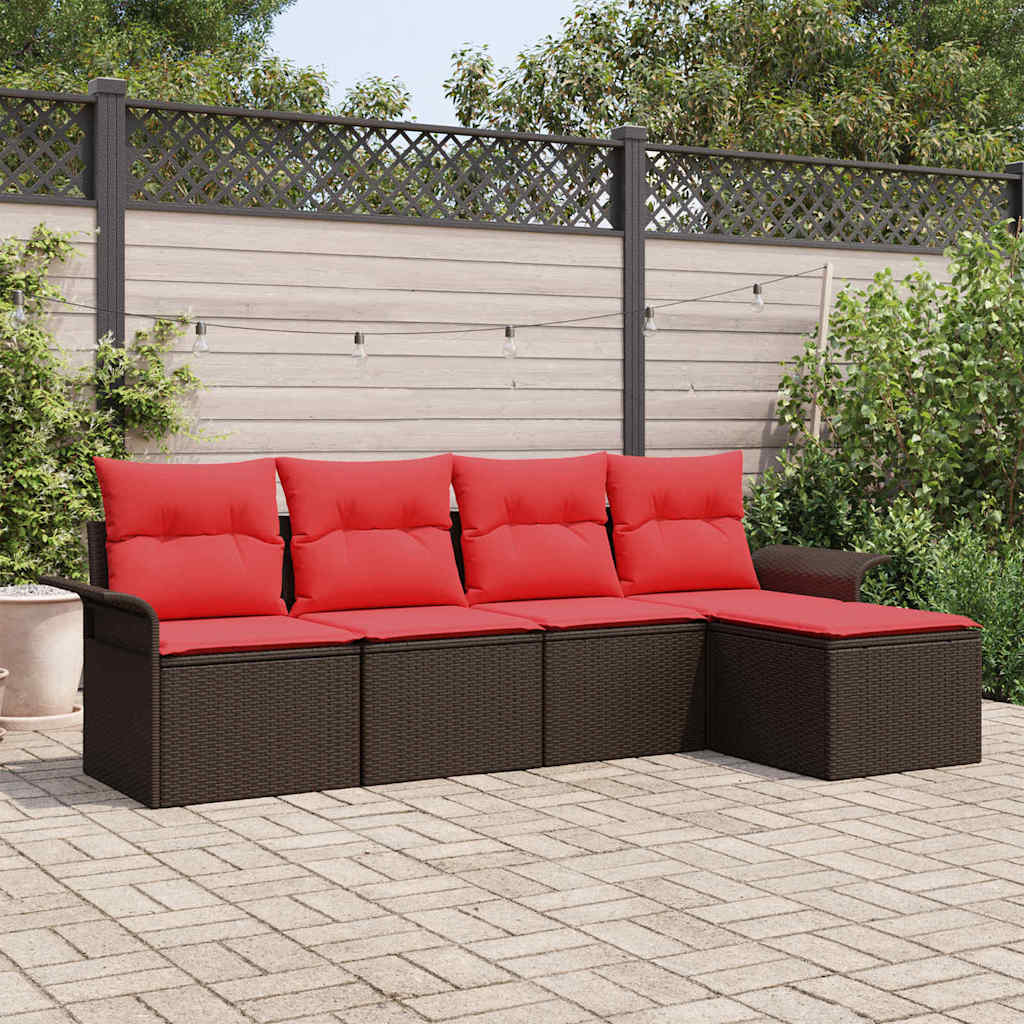 Ensemble de canapé de jardin 5 pc Marron polyrotin