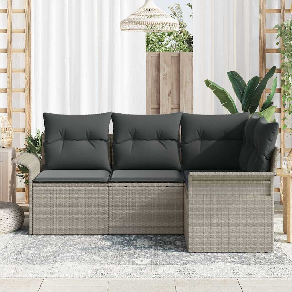 Ensemble de canapé de jardin 4 pcs Gris clair polyrotin