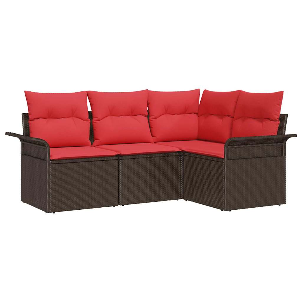 Ensemble de canapé de jardin avec coussin Marron polyrotin