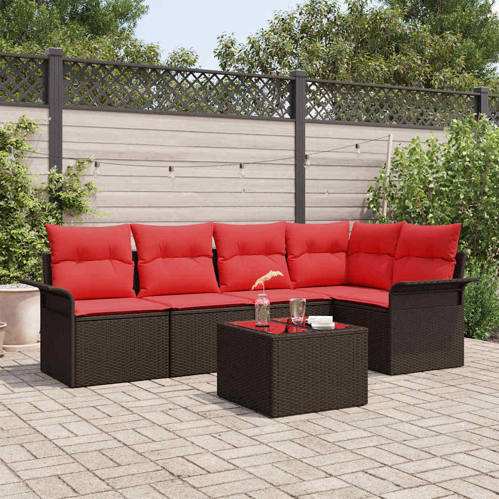 Ensemble de canapé de jardin 6 pc Marron polyrotin