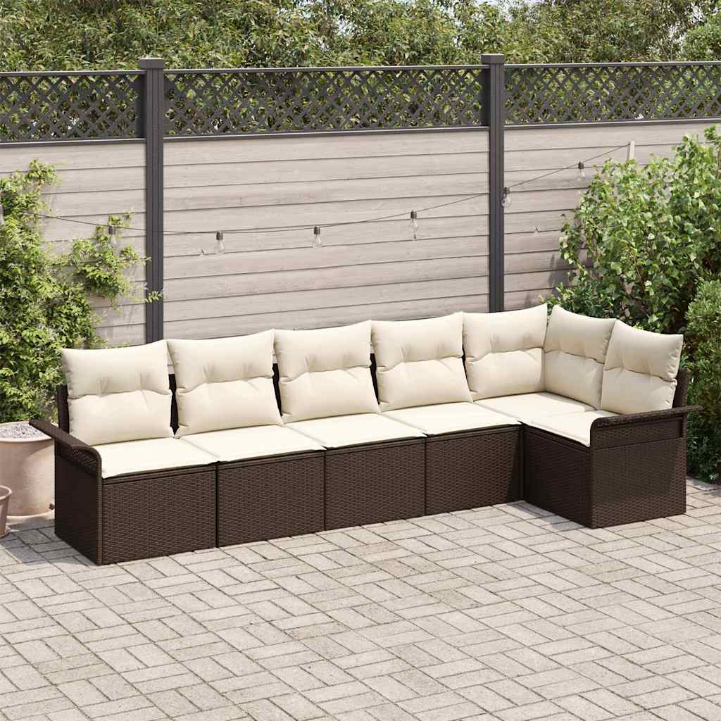 Ensemble de canapé de jardin 6 pcs Marron polyrotin