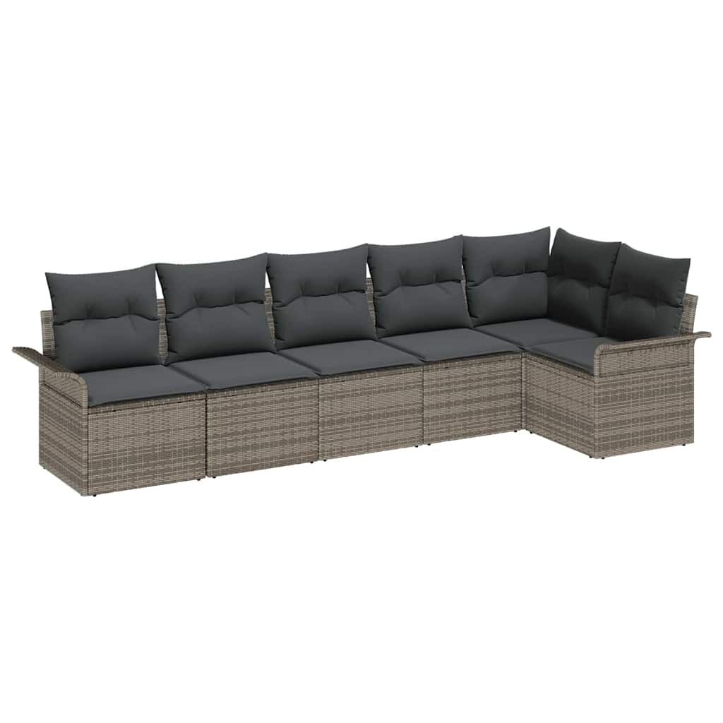 Ensemble de canapé de jardin avec coussin 6 pcs Gris polyrotin