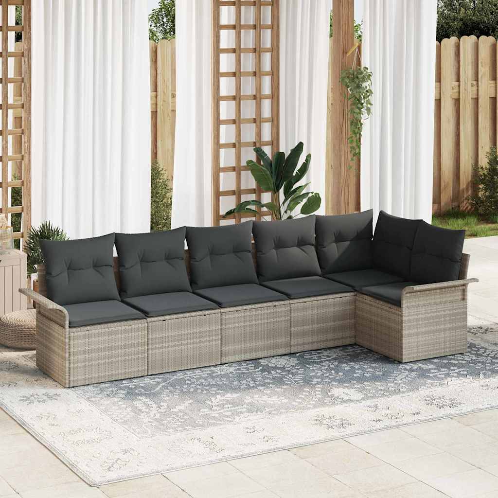 Ensemble de canapé de jardin 6 pcs Gris clair polyrotin