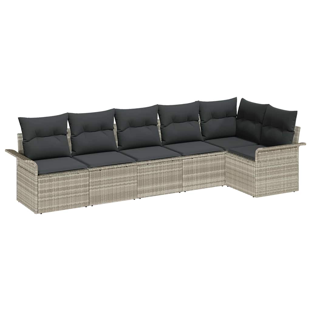 Ensemble de canapé de jardin 6 pcs Gris clair polyrotin