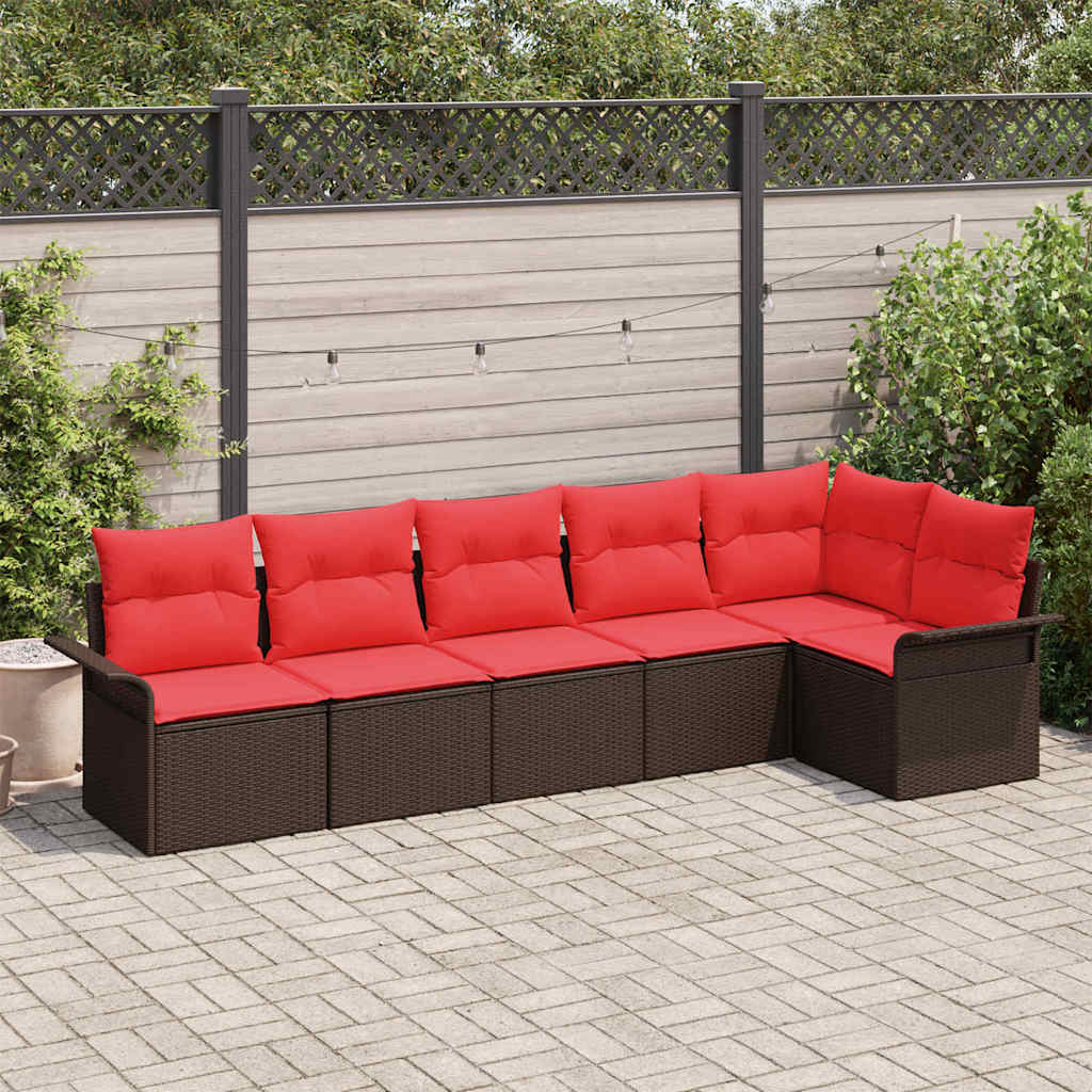 Ensemble de canapé de jardin 6 pc Marron polyrotin