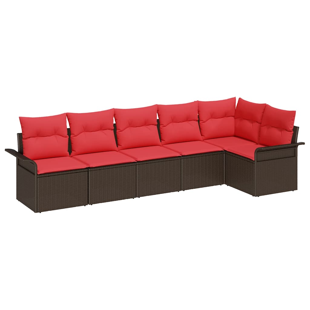 Ensemble de canapé de jardin 6 pcs Marron polyrotin