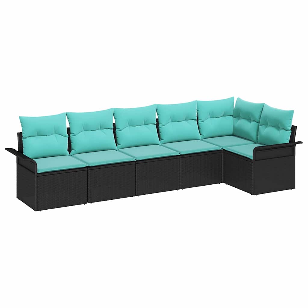 Ensemble de canapé de jardin avec coussin 6 pcs Noir polyrotin