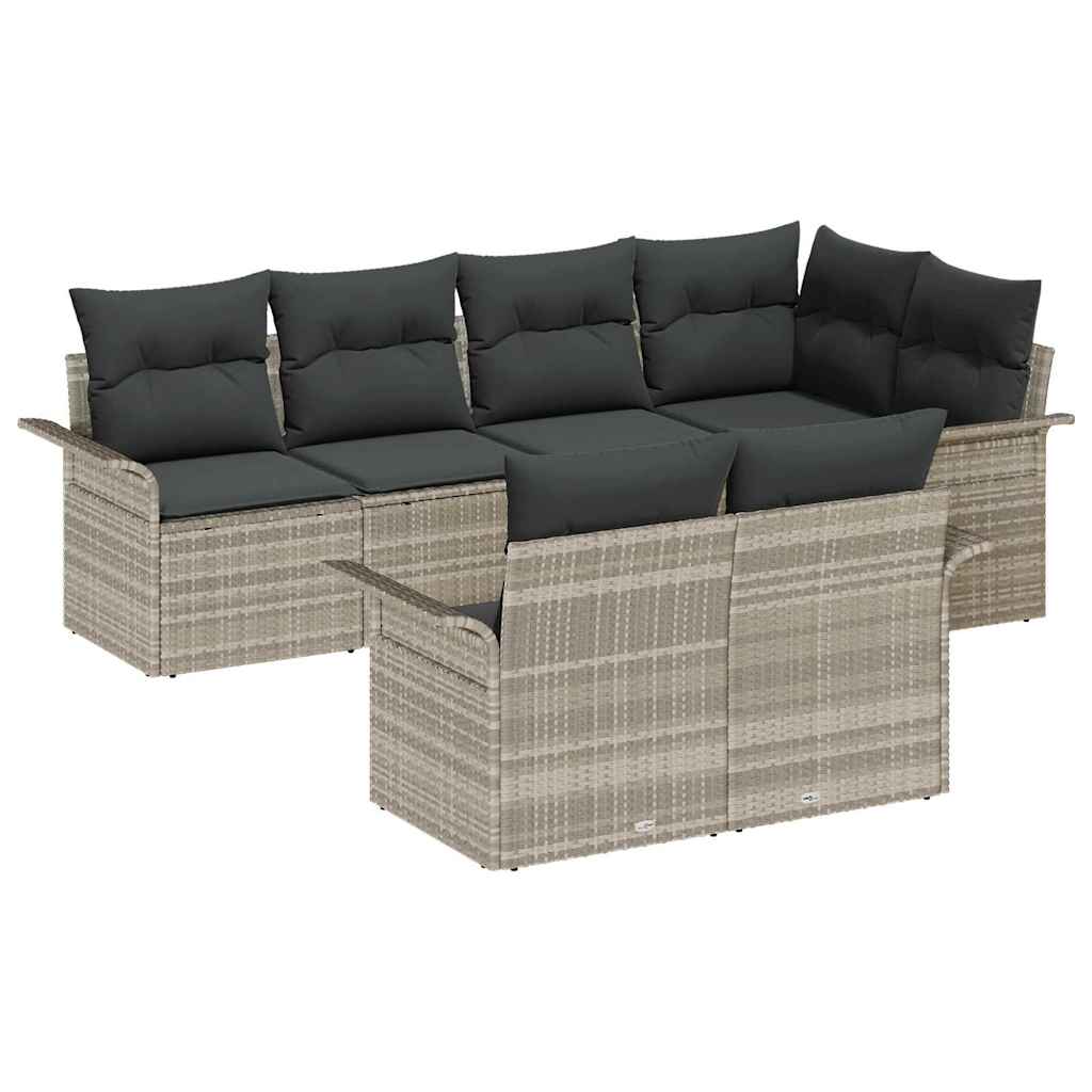 Ensemble de canapé de jardin 7 pcs Gris clair polyrotin