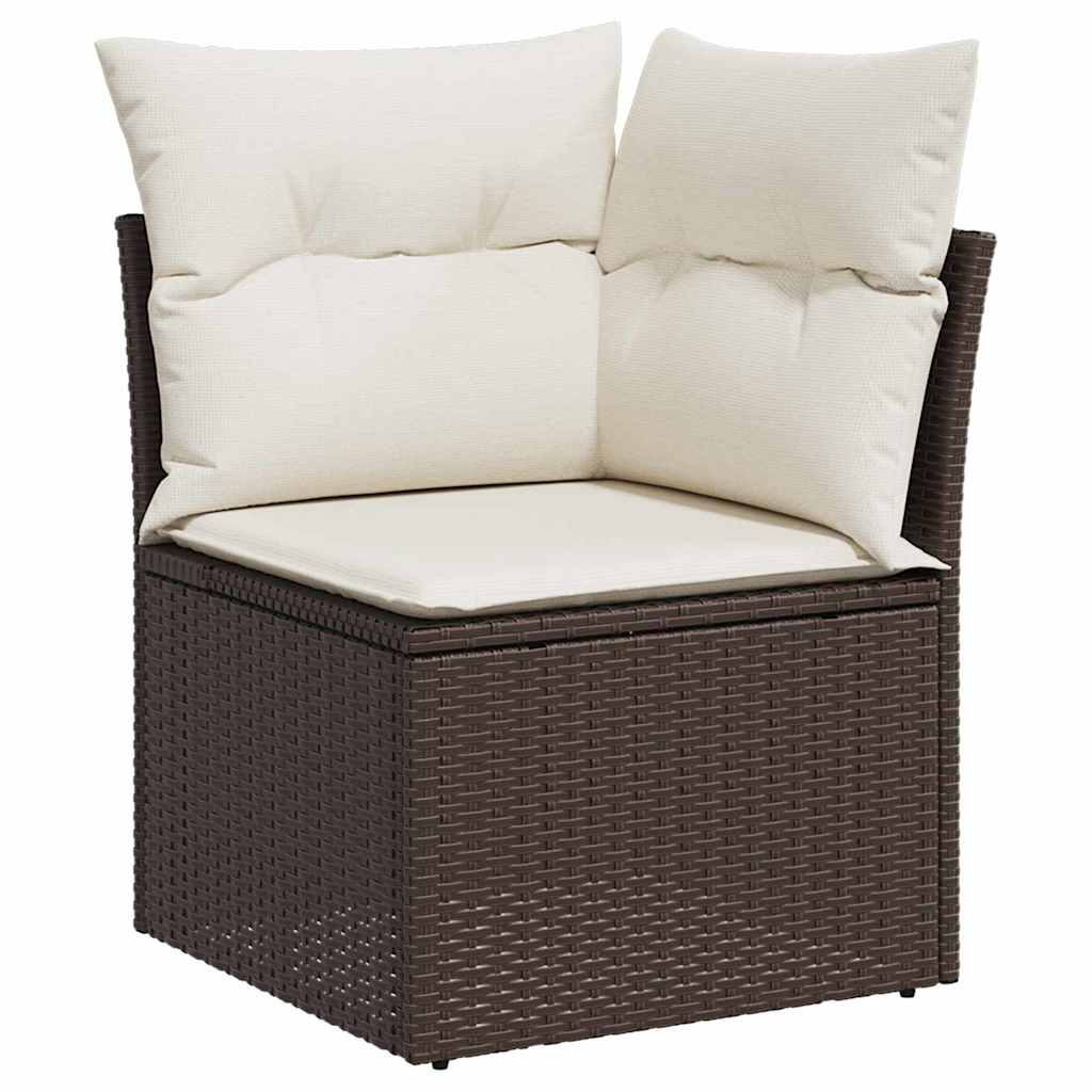 Ensemble de canapé de jardin 8 pcs Marron polyrotin