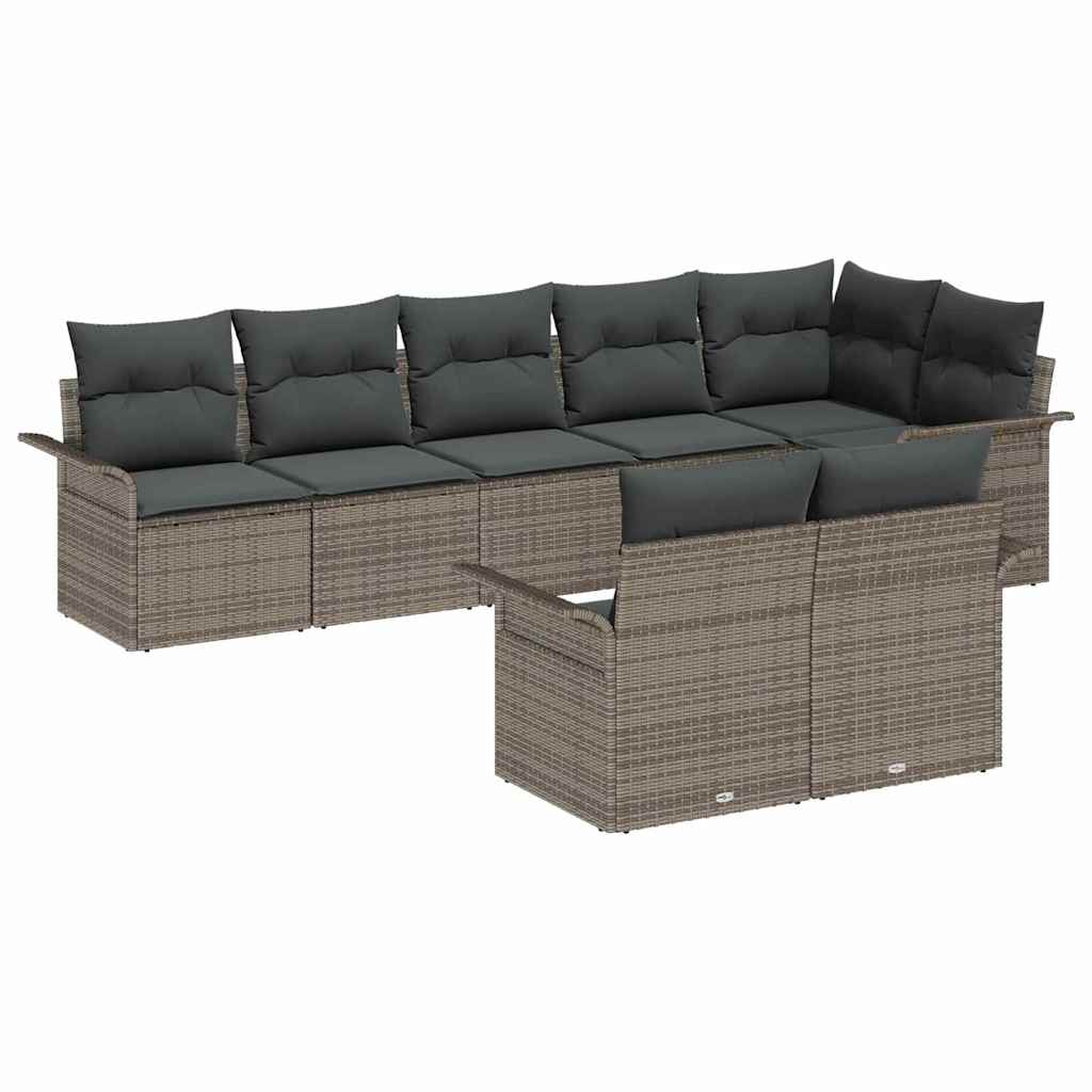 Ensemble de canapé de jardin avec coussin 8 pcs Gris polyrotin