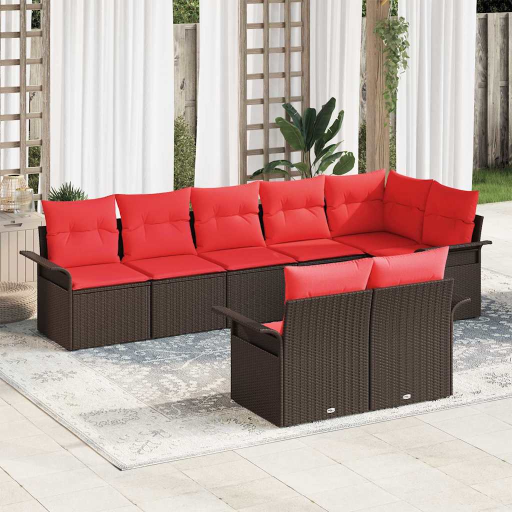 Ensemble de canapé de jardin 8 pc Marron polyrotin