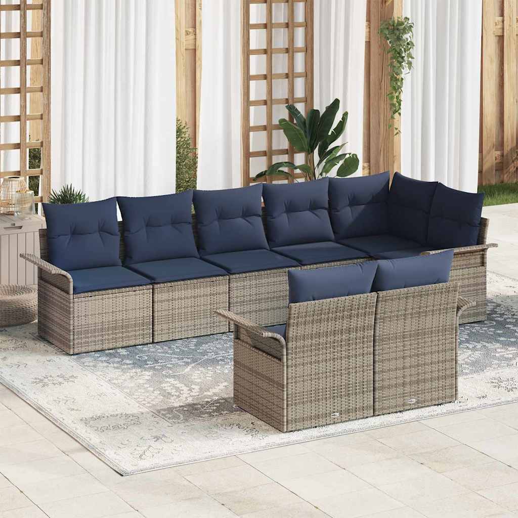 Ensemble de canapé de jardin avec coussin 8 pcs Gris polyrotin
