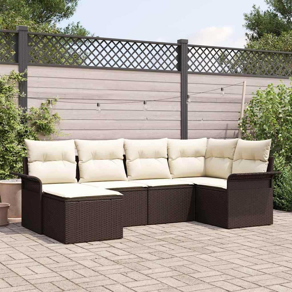 Ensemble de canapé de jardin 6 pc Marron polyrotin