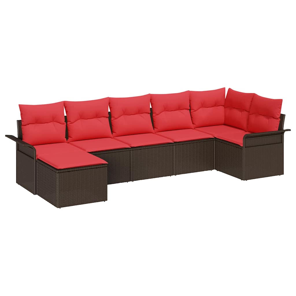 Ensemble de canapé de jardin avec coussin Marron polyrotin
