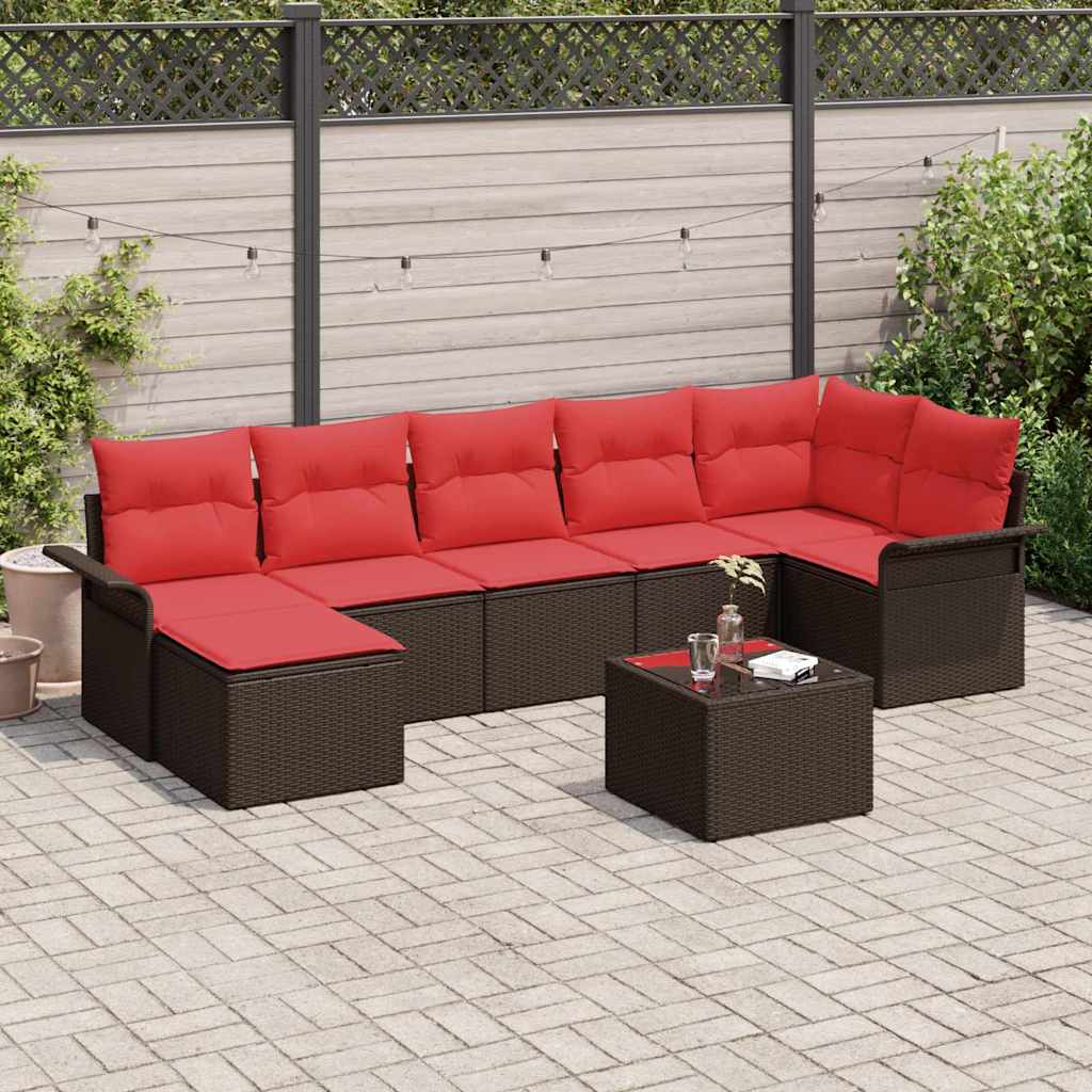 Ensemble de canapé de jardin 8 pc Marron polyrotin