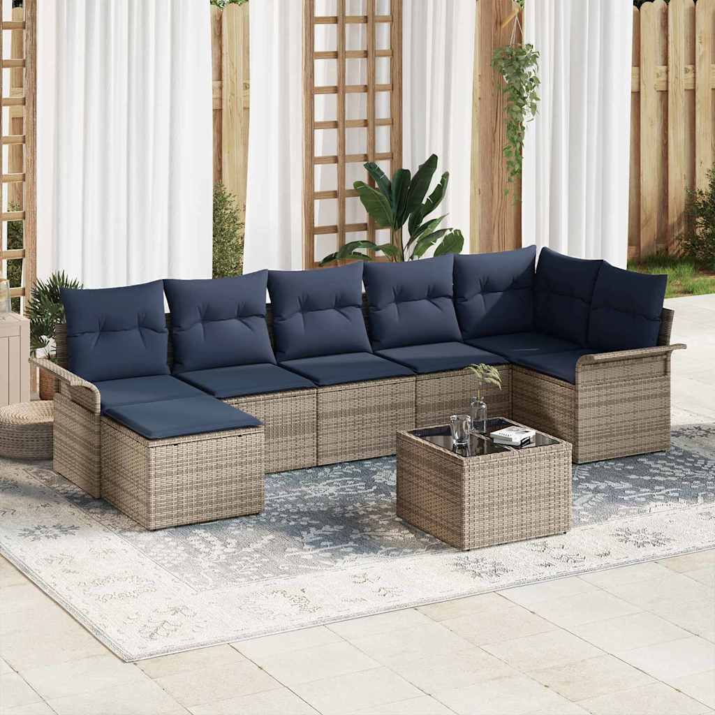 Ensemble de canapé de jardin 8 pc Gris polyrotin
