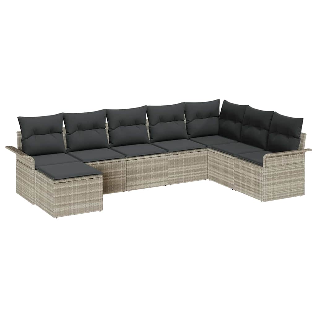 Ensemble de canapé de jardin 8 pcs Gris clair polyrotin