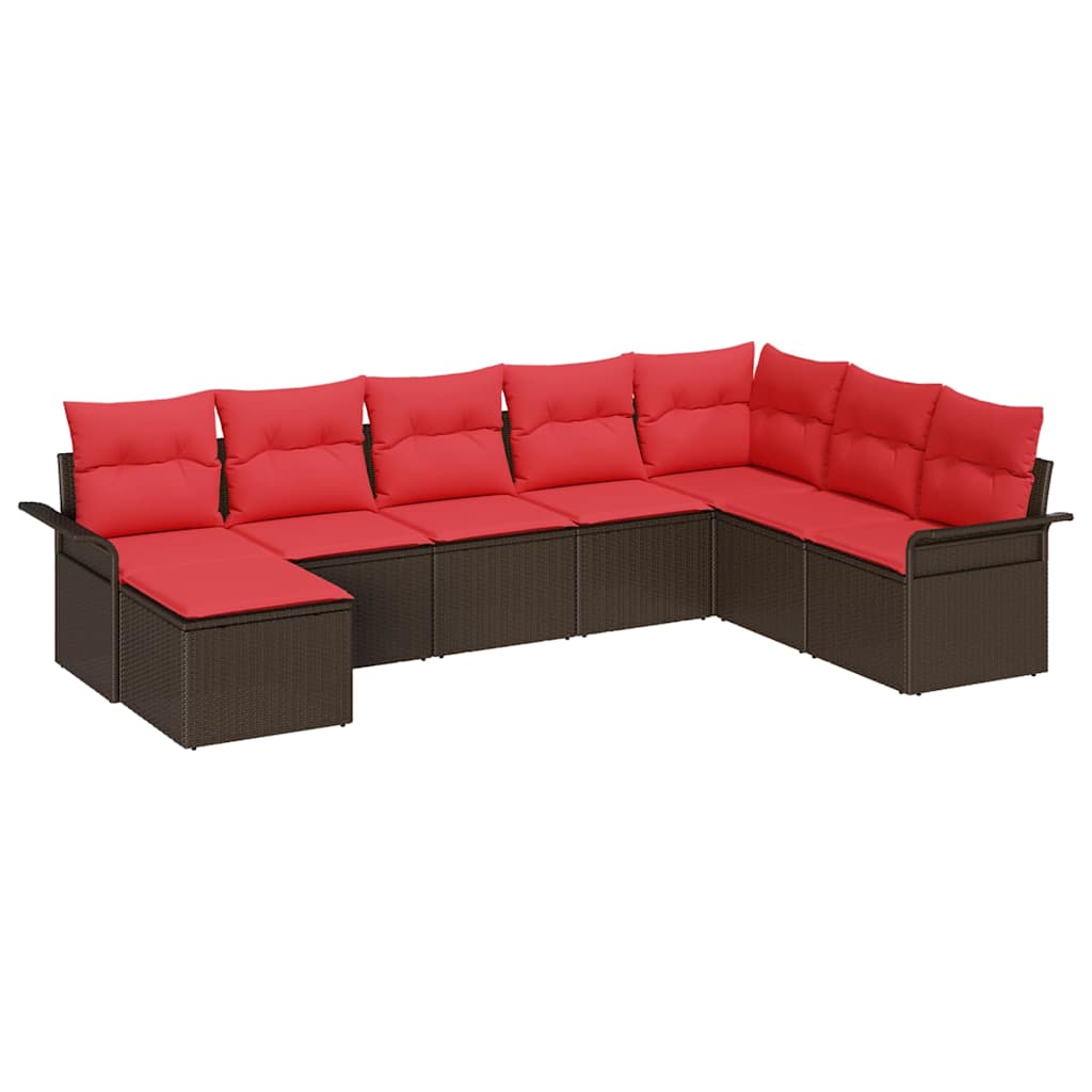 Ensemble de canapé de jardin 8 pcs Marron polyrotin