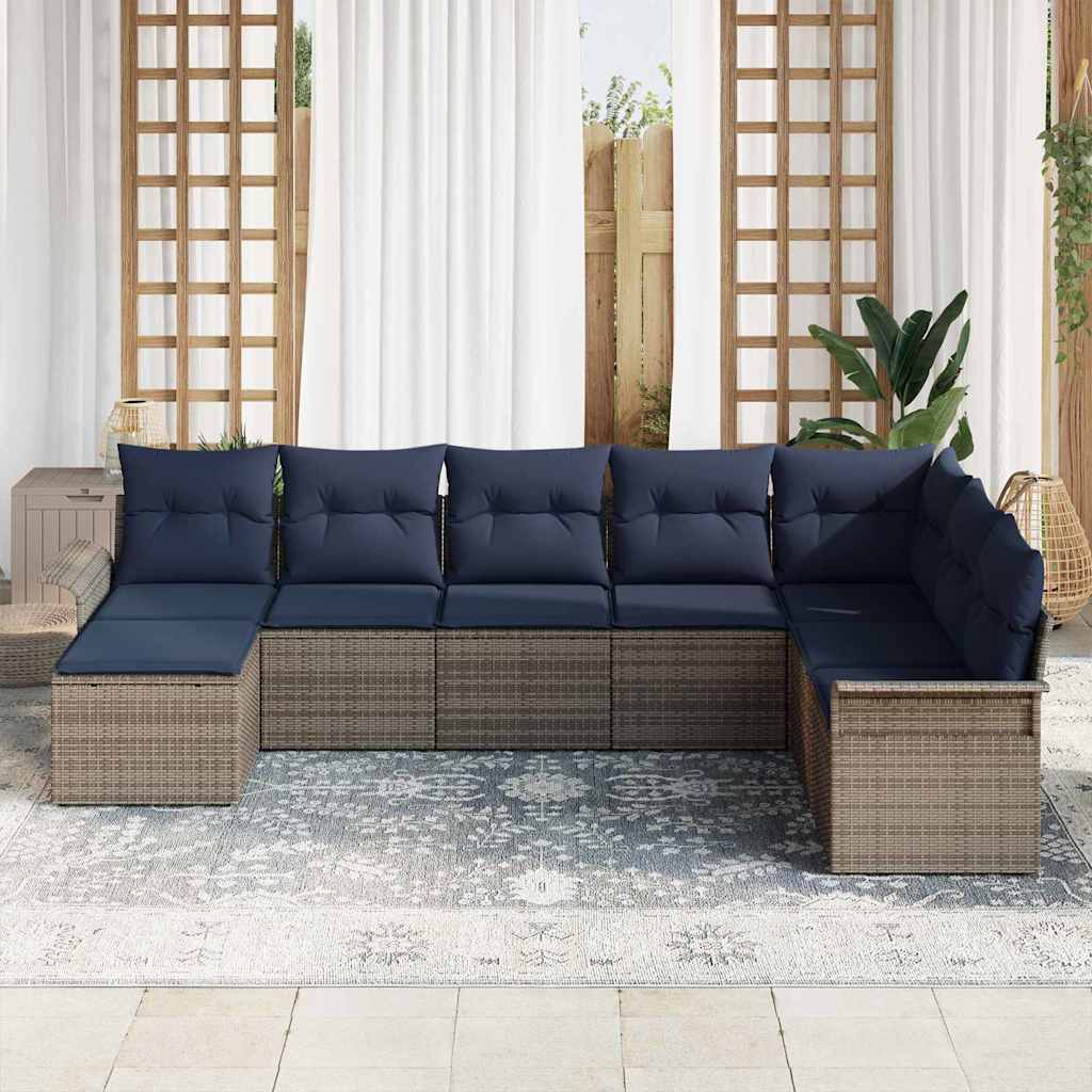 Ensemble de canapé de jardin avec coussin 8 pcs Gris polyrotin