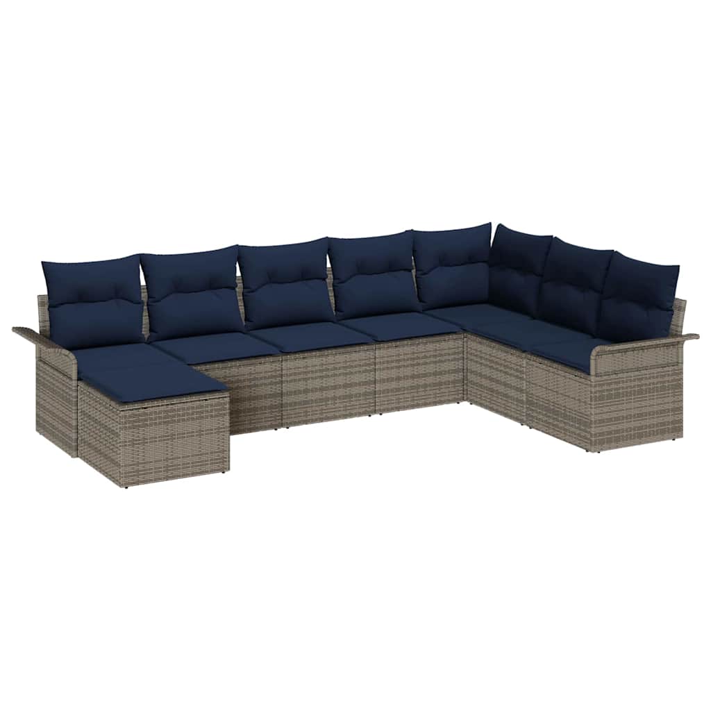Ensemble de canapé de jardin avec coussin 8 pcs Gris polyrotin