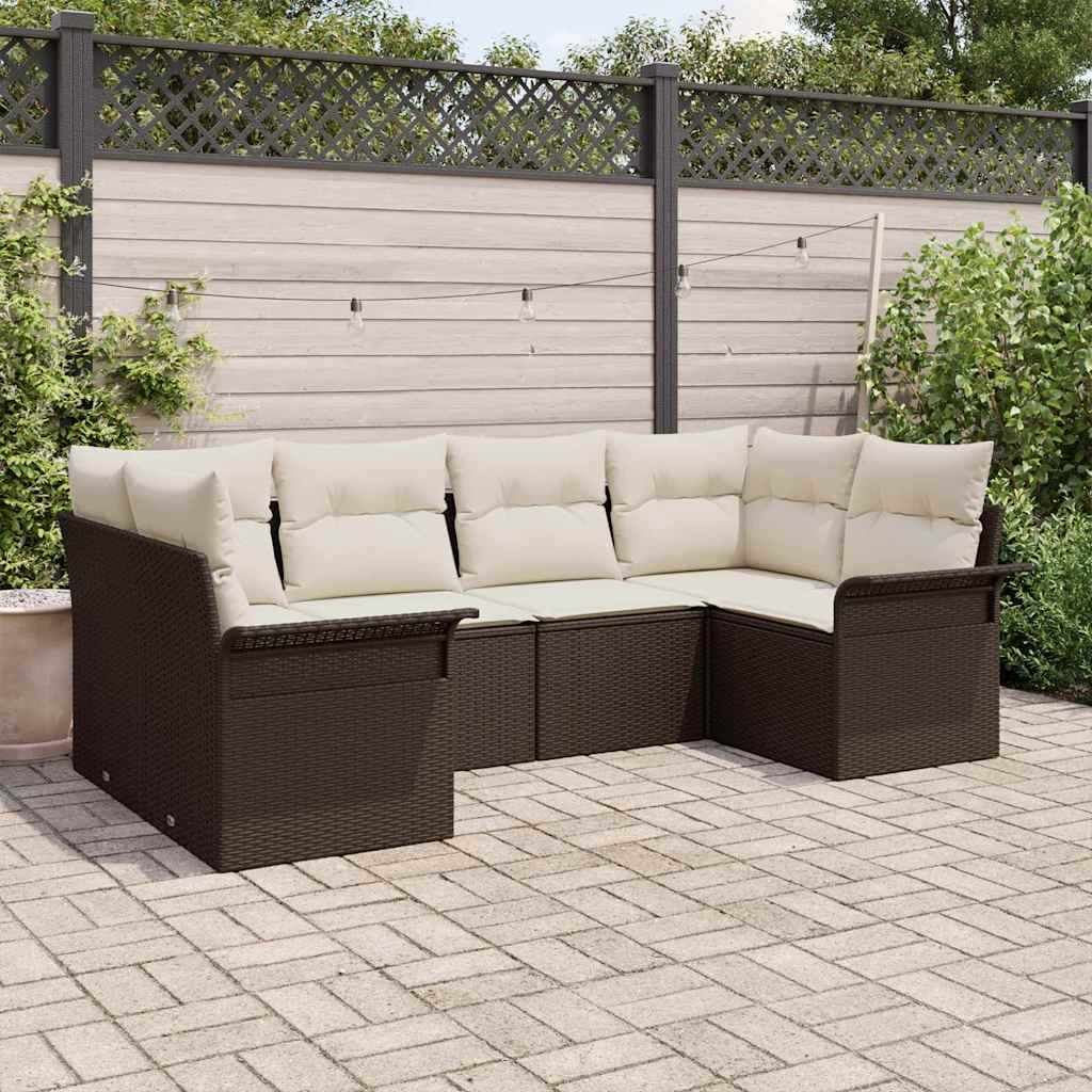 Ensemble de canapé de jardin 6 pcs Marron polyrotin