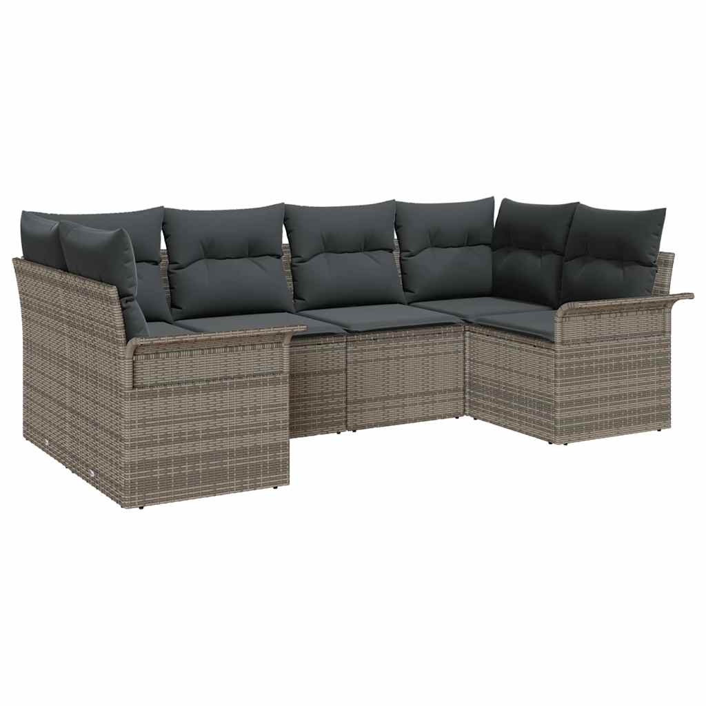 Ensemble de canapé de jardin avec coussin 6 pcs Gris polyrotin