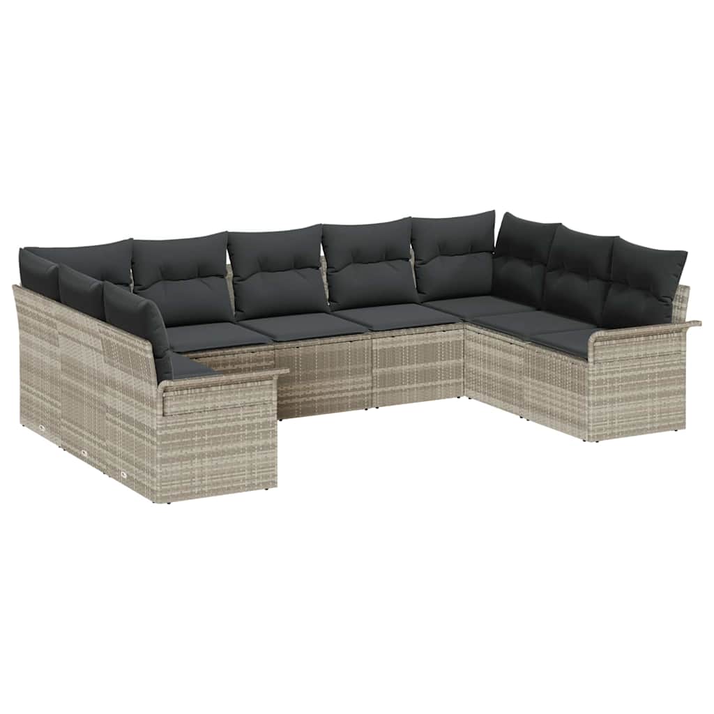 Ensemble de canapé de jardin avec coussin Gris clair polyrotin
