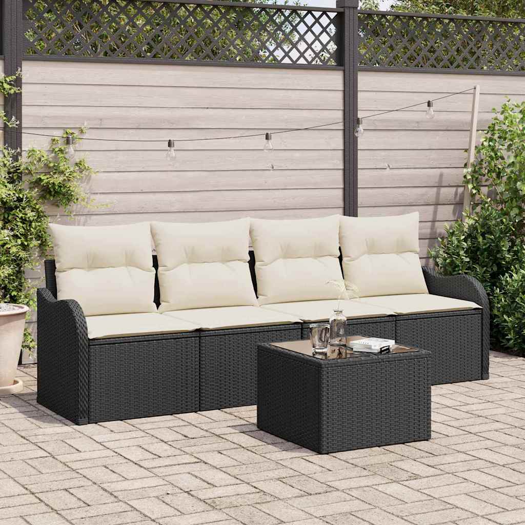 Ensemble de canapé de jardin Noir polyrotin