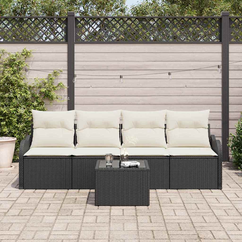 Ensemble de canapé de jardin Noir polyrotin