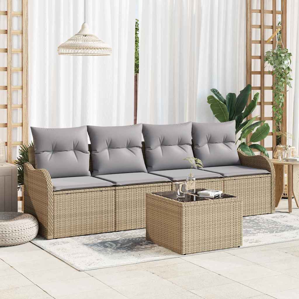 Ensemble de canapé de jardin Beige polyrotin