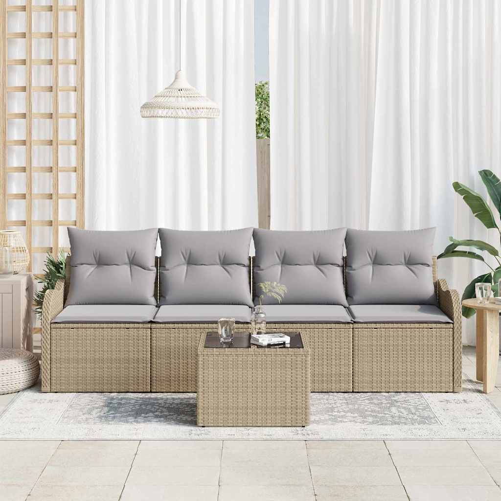 Ensemble de canapé de jardin Beige polyrotin