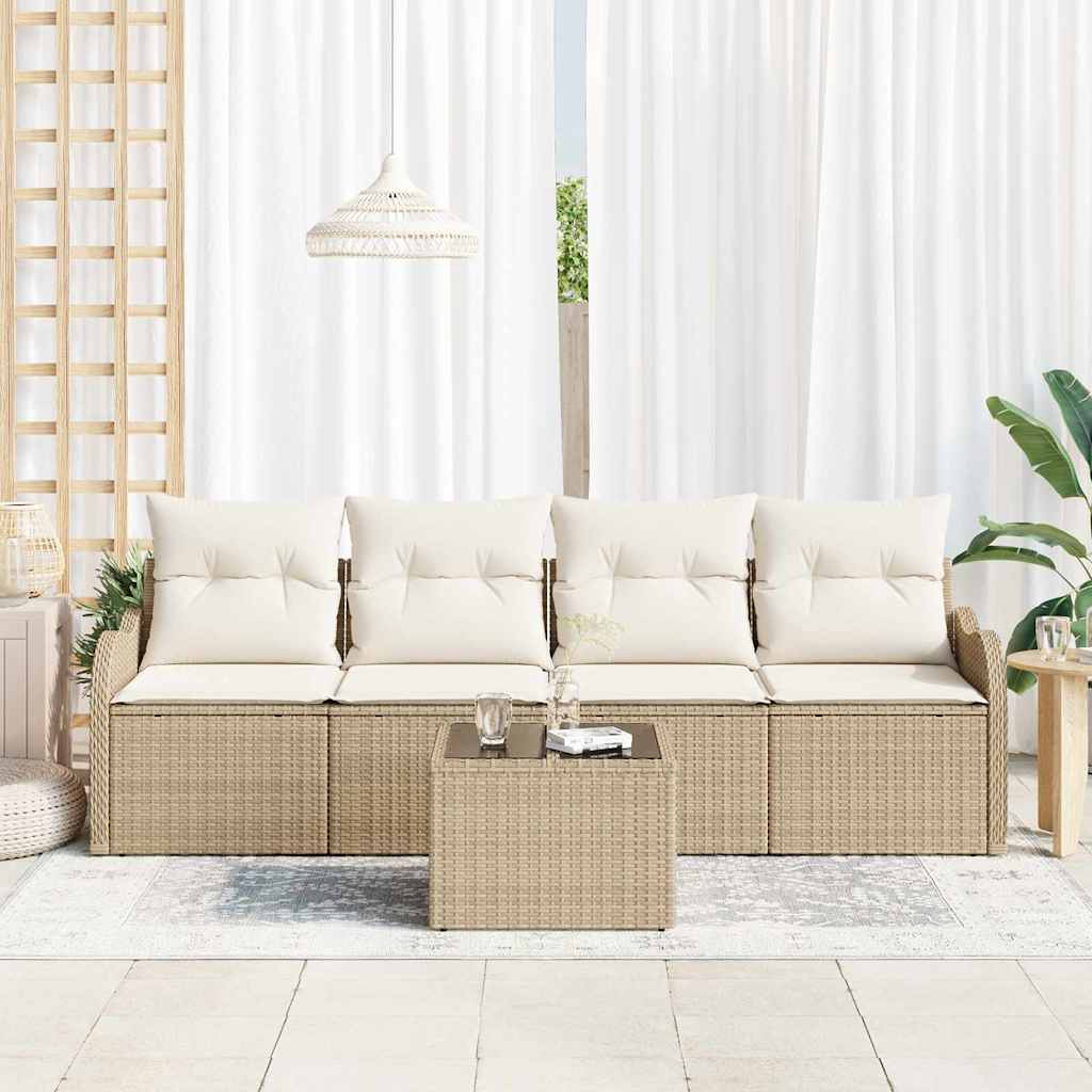 Ensemble de canapé de jardin Beige polyrotin