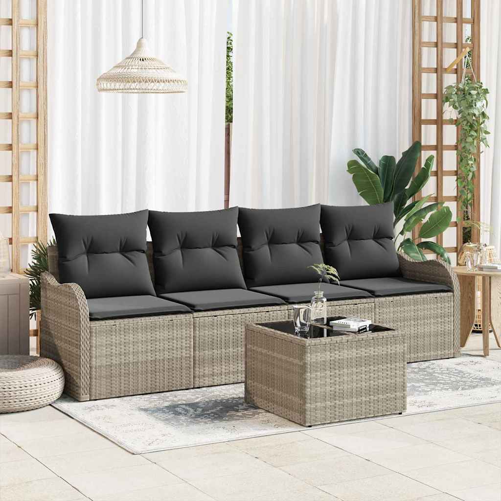 Ensemble de canapé de jardin Gris clair polyrotin