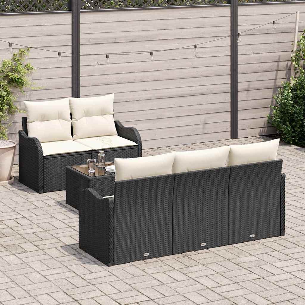 Ensemble de canapé de jardin Noir polyrotin