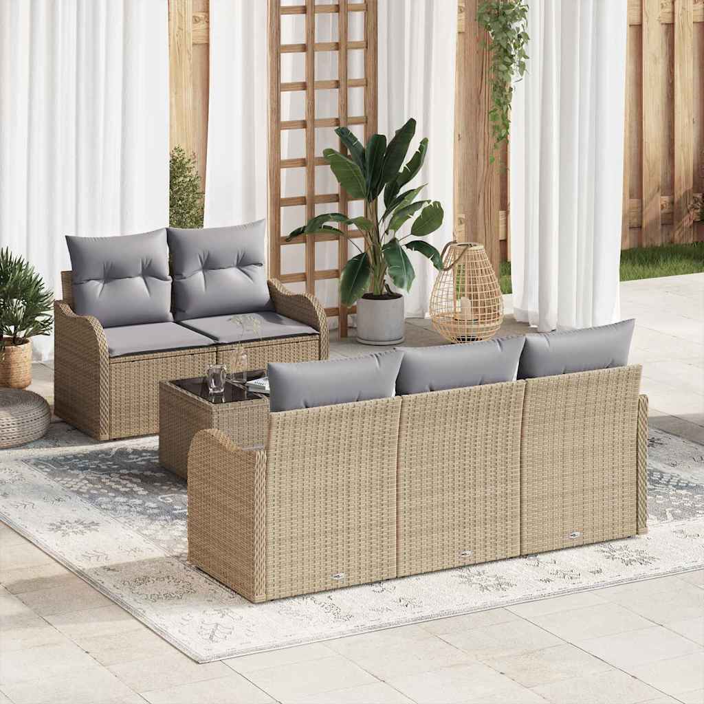Ensemble de canapé de jardin Beige polyrotin