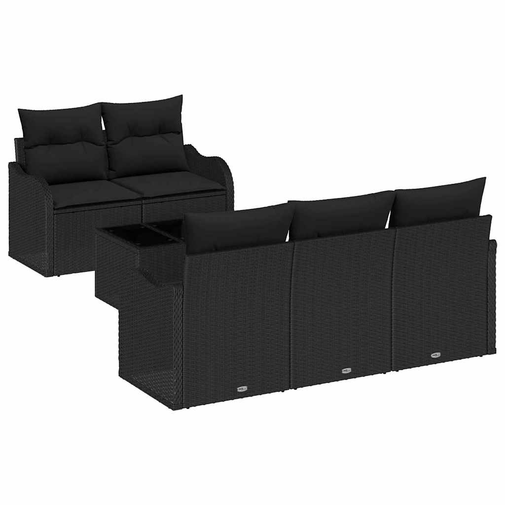 Ensemble de canapé de jardin Noir polyrotin