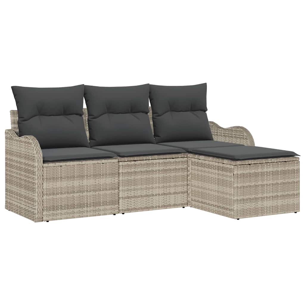 Ensemble de canapé de jardin 4 pcs Gris clair Poly rotin