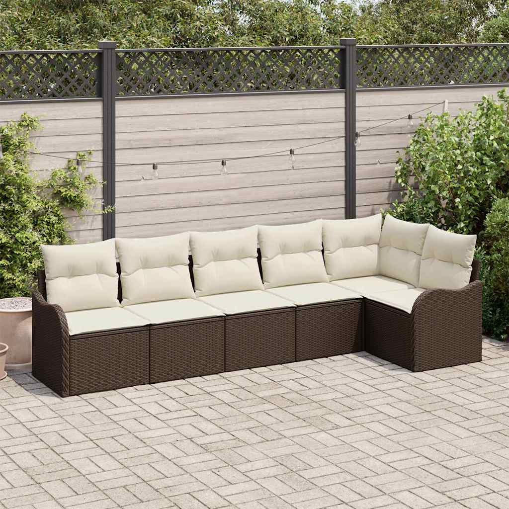Ensemble de canapé de jardin 6 pc Marron polyrotin