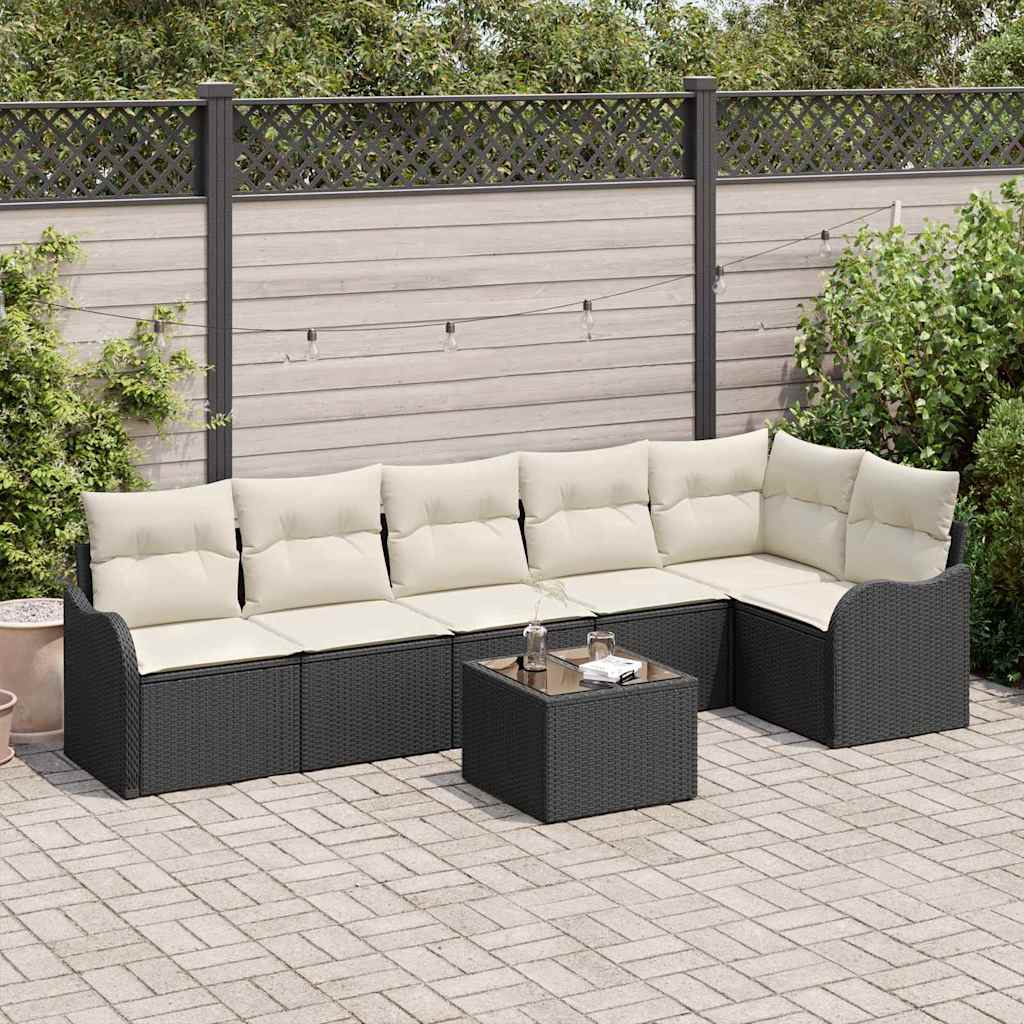 Ensemble de canapé de jardin Noir polyrotin