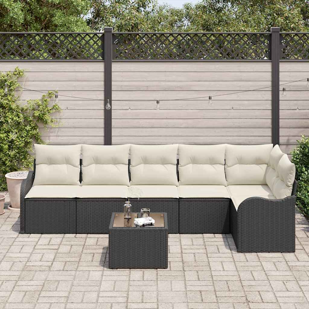 Ensemble de canapé de jardin Noir polyrotin