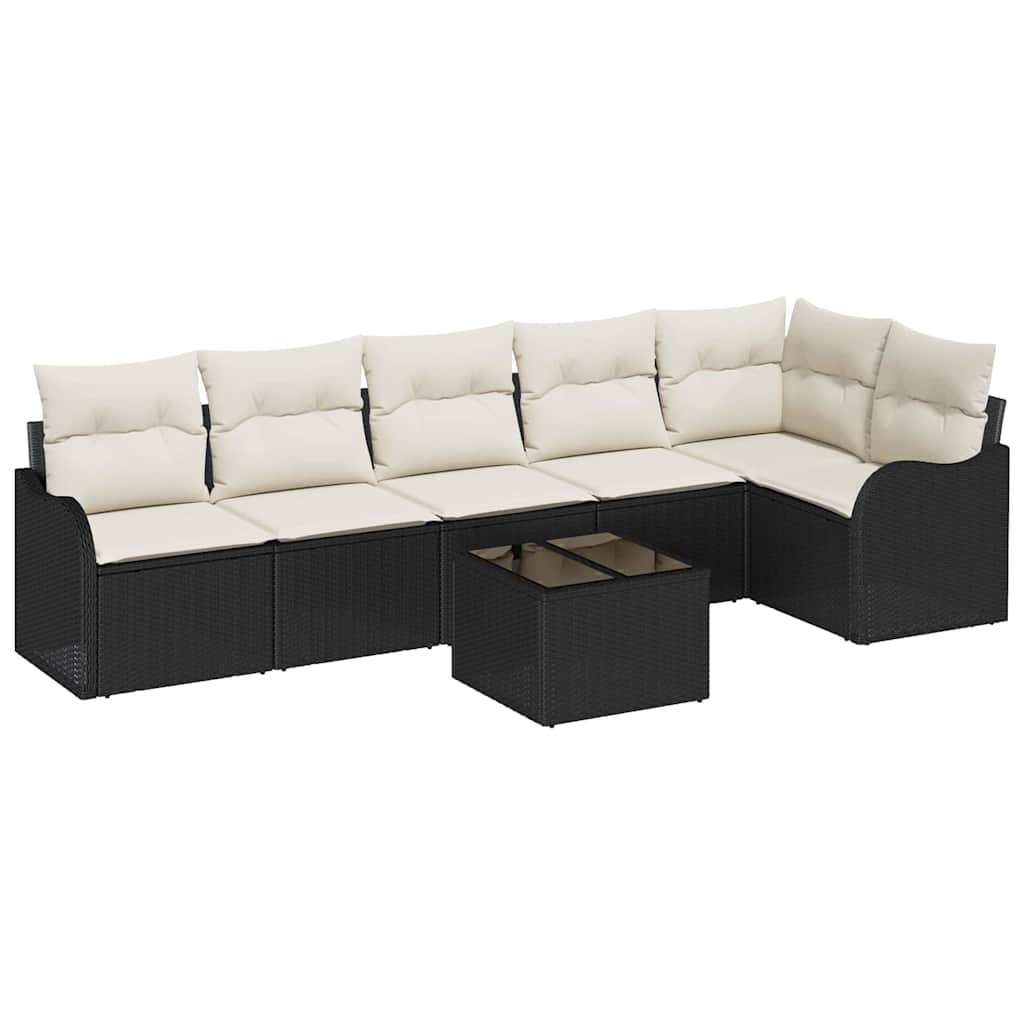 Ensemble de canapé de jardin Noir polyrotin
