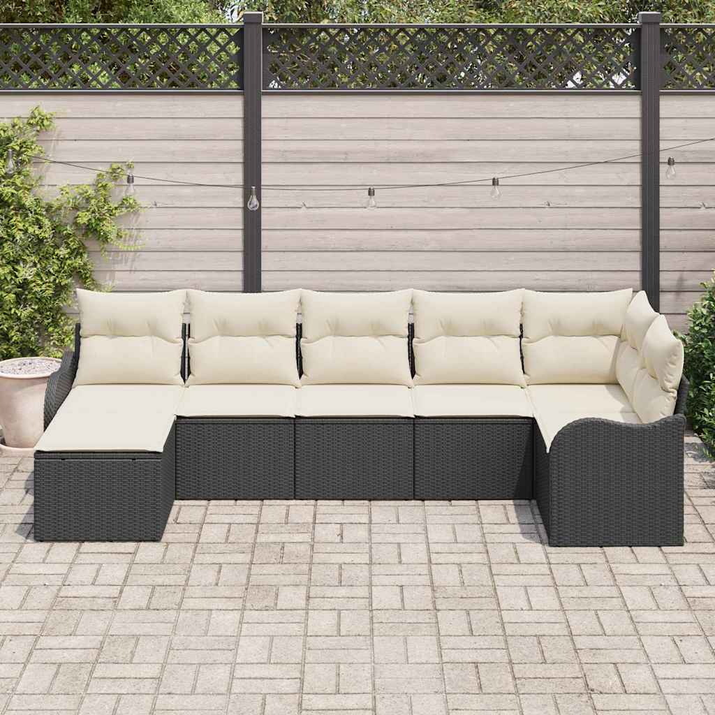 Ensemble de canapé de jardin Noir polyrotin