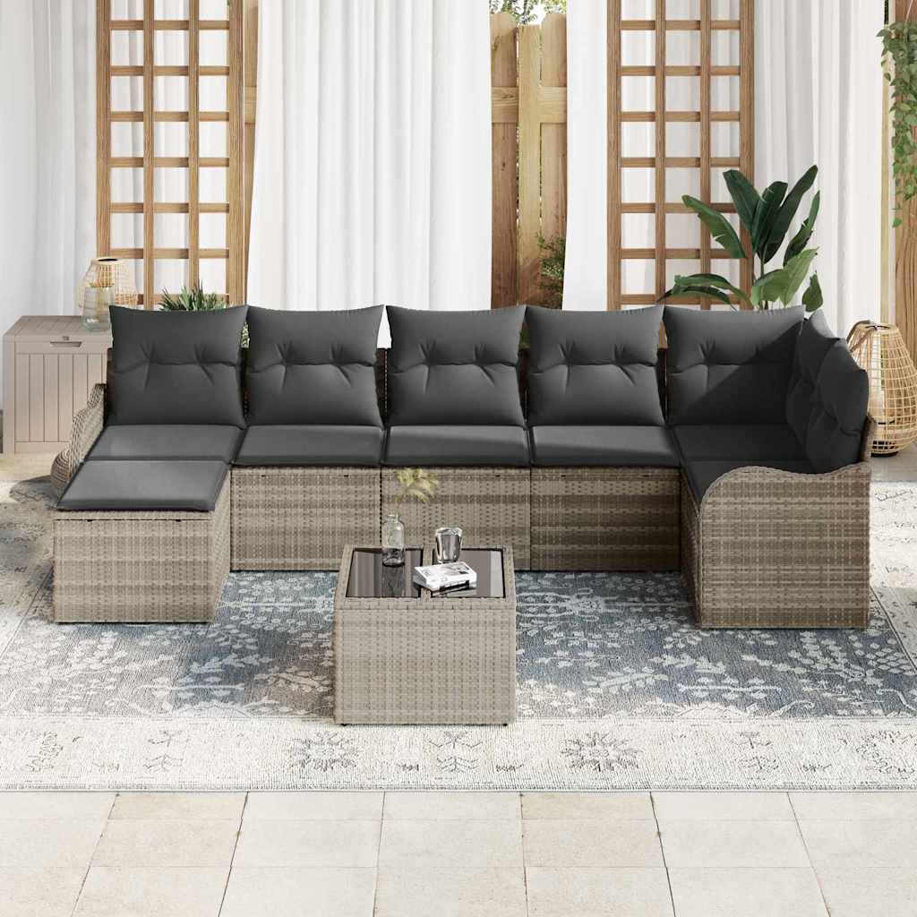 Ensemble de canapé de jardin Gris clair polyrotin