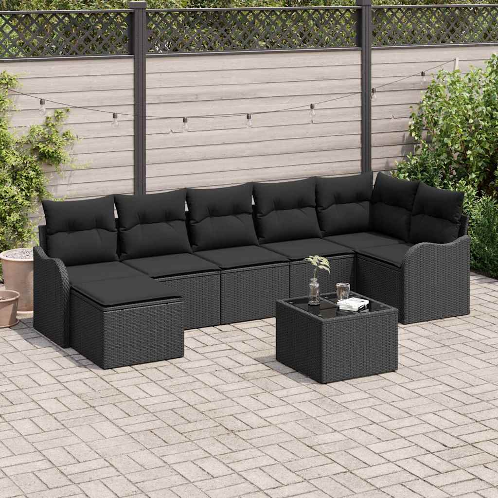 Ensemble de canapé de jardin Noir polyrotin