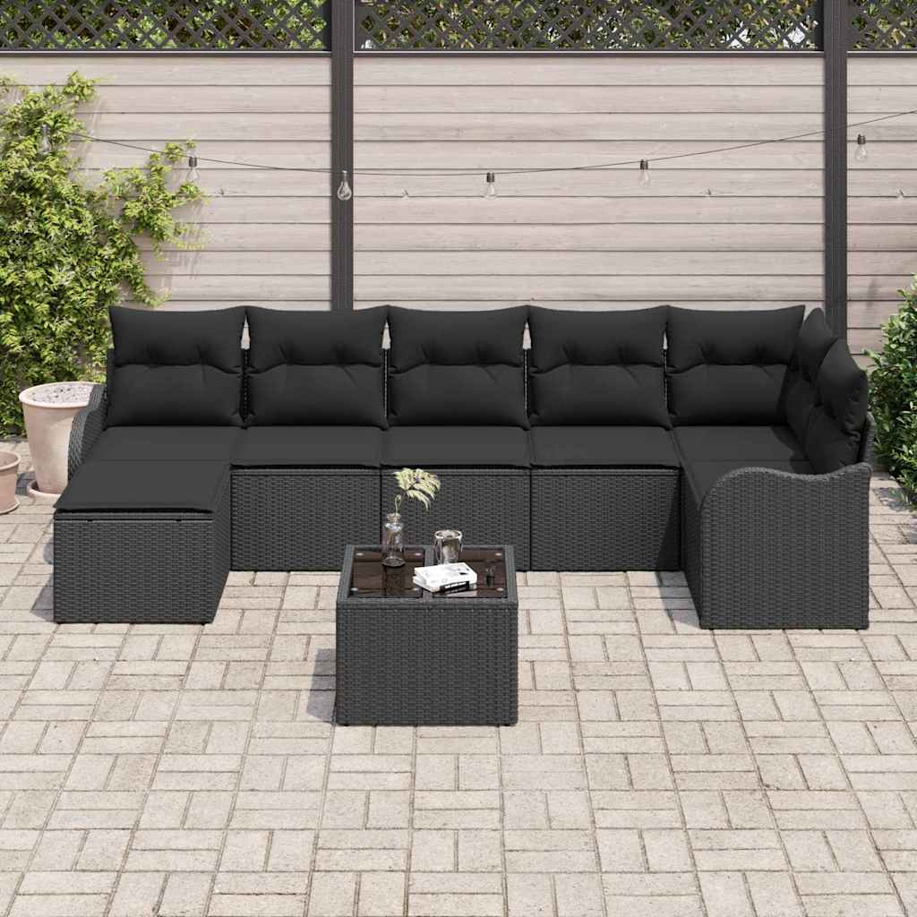 Ensemble de canapé de jardin Noir polyrotin